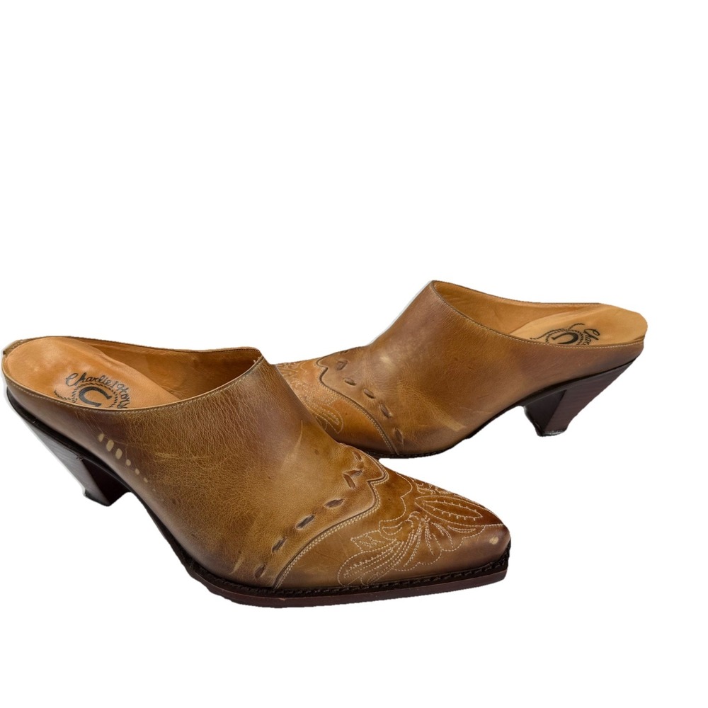 Lucchese Charlie‎ Horse Women's Mules Sz 7B Western Brown Leather Artisan Shoes - Picture 8 of 16